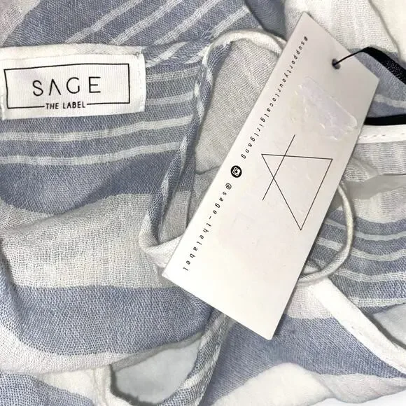 SAGE THE LABEL Blue and White Striped Spaghetti Strap Crop Top - Picture 4 of 5